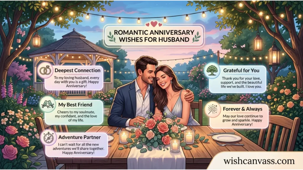 Romantic Anniversary Wishes for Husband