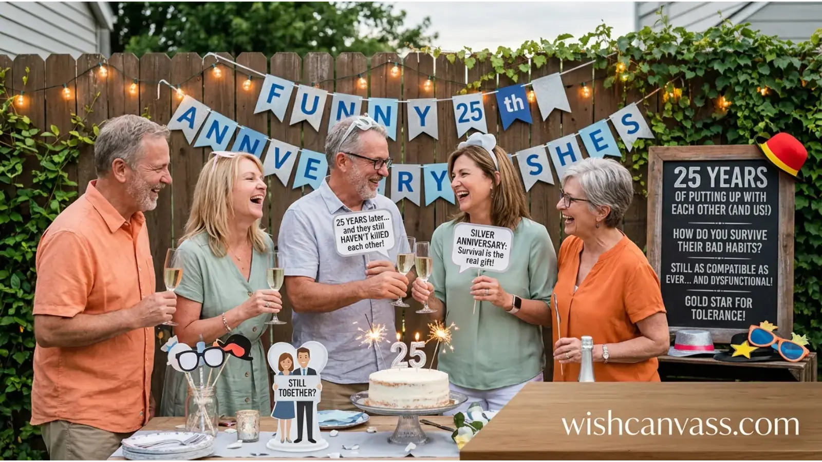 Funny 25th Anniversary Wishes for Friends