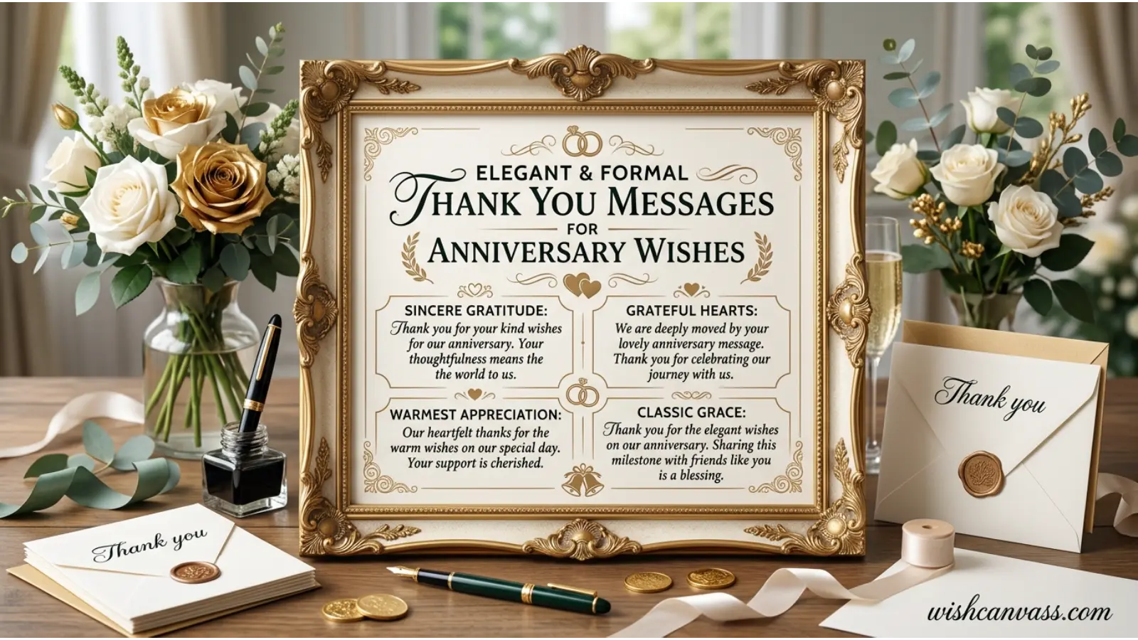 Elegant and Formal Thank You Messages for Anniversary Wishes