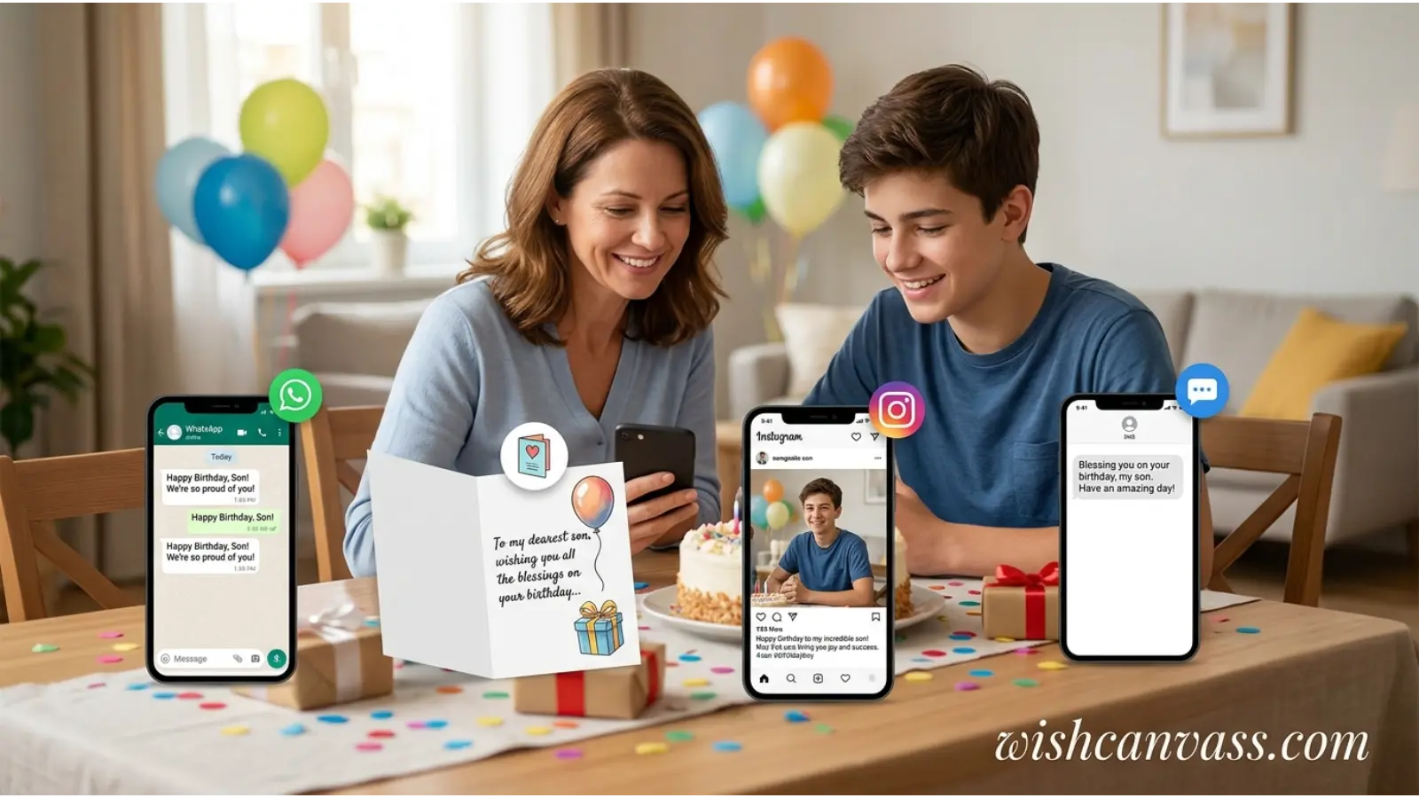 WhatsApp, Greeting Card, Instagram, and SMS Blessing Birthday Wishes for Son
